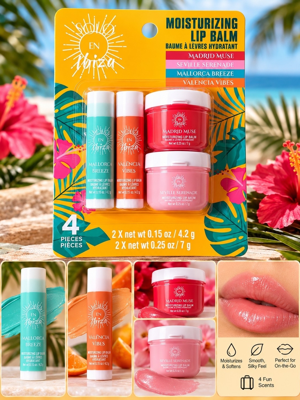4-Piece Moisturizing Lip Balm Set